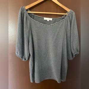 Loft Top Stylish Seersucker Mini Striped L